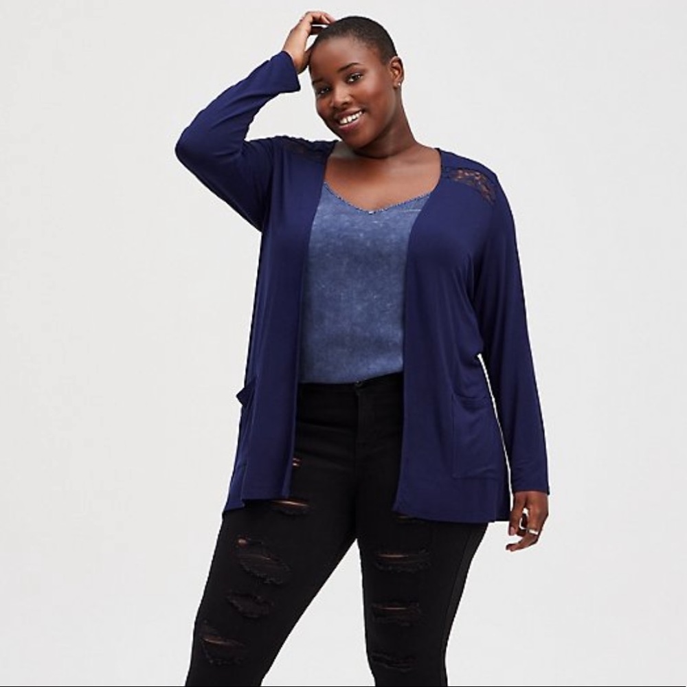TORRID LACE CARDIGAN - SUPER SOFT NAVY NWOT